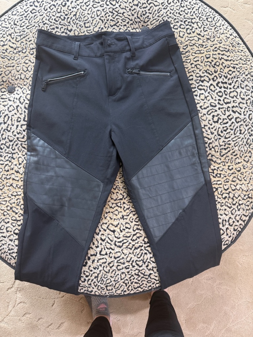 Black womens  Moto-Style Stretch Pants
